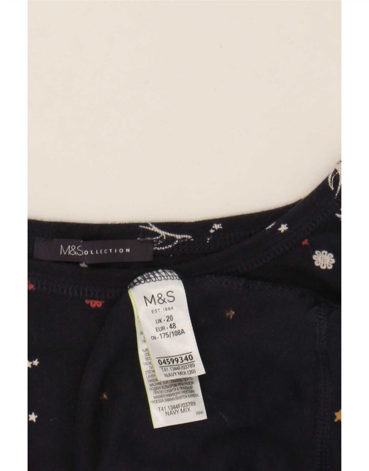 Marks & Spencer Haut à motif abstrait pour femme Manches 3/4 UK 20 2XL Bleu marine