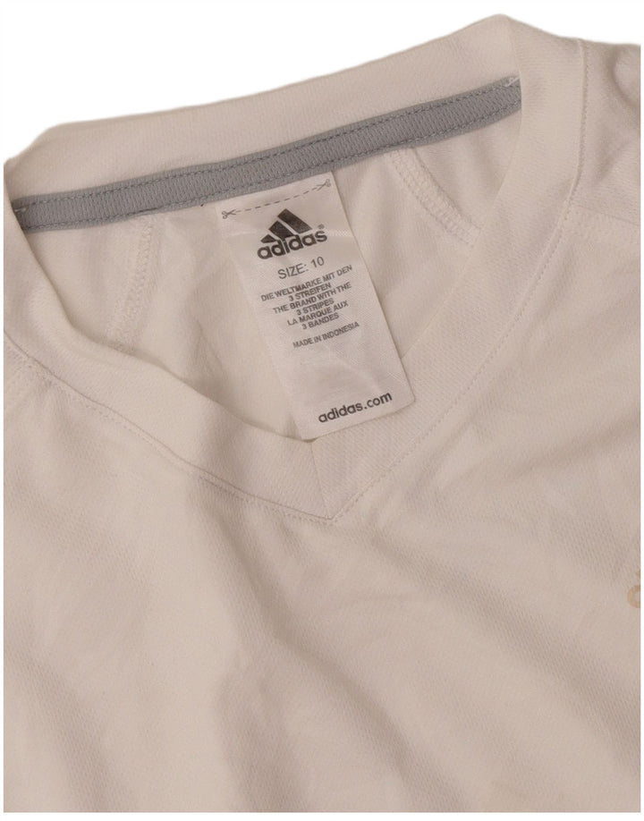 Adidas Débardeur Femme UK 10 Petit Blanc Polyester