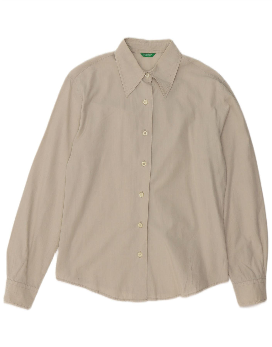 BENETTON Chemise Femme UK 14 Gris Moyen