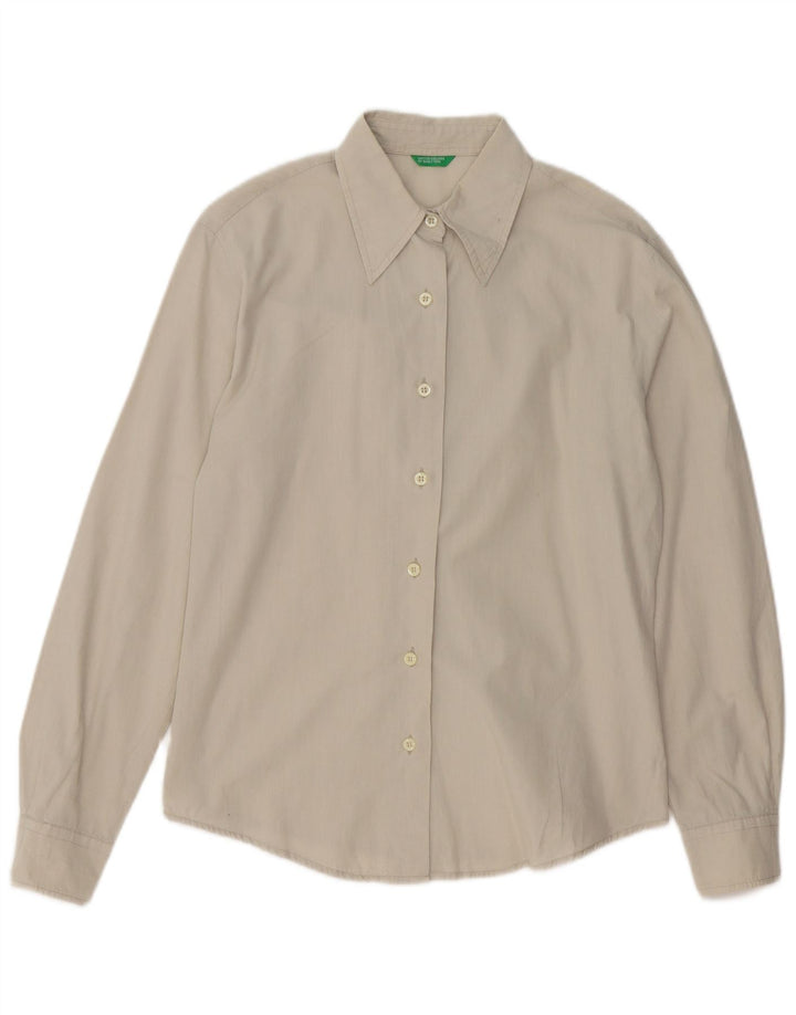 BENETTON Chemise Femme UK 14 Gris Moyen