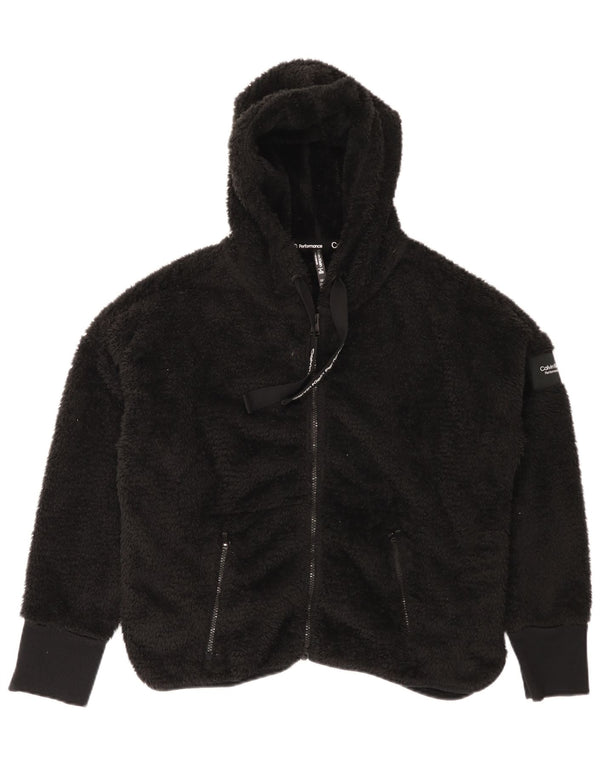 Calvin Klein Veste polaire surdimensionnée à capuche pour femme UK 18 XL Noir Polyester