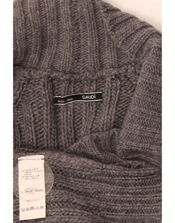 Gaudi Womens Double Breasted Cardigan Sweater UK 12 Acrylique Gris Moyen