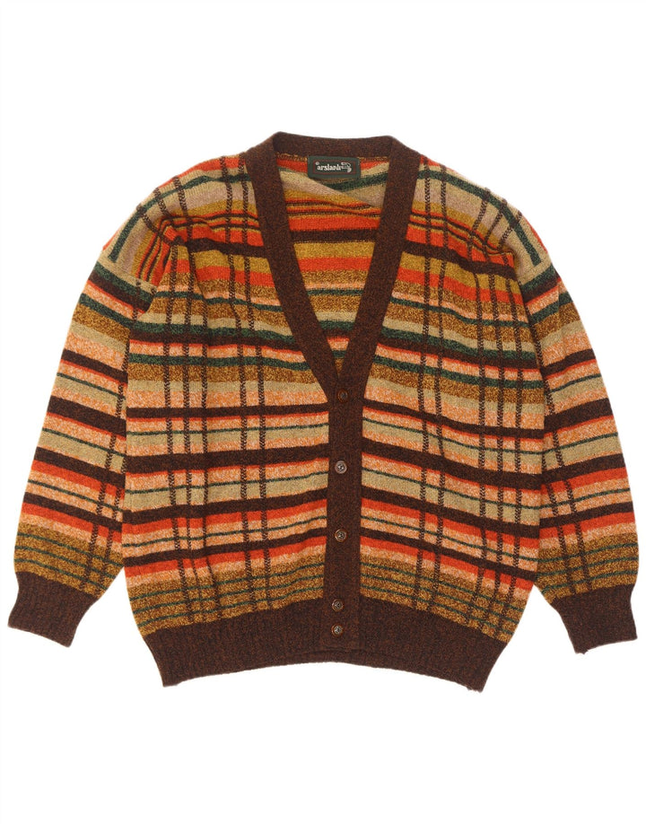 Arslanli Cardigan pour homme en laine d'agneau à carreaux multicolores