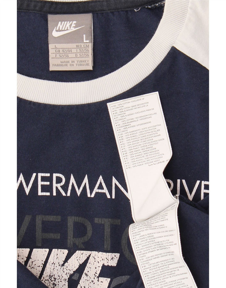 NIKE T-shirt graphique pour hommes en coton color block bleu marine grand