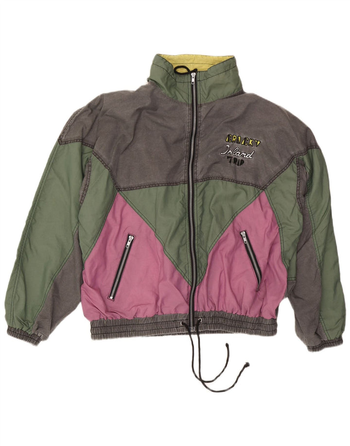Veste Bomber Homme Vintage IT 52/54 XL Multicolore Colourblock Polyester