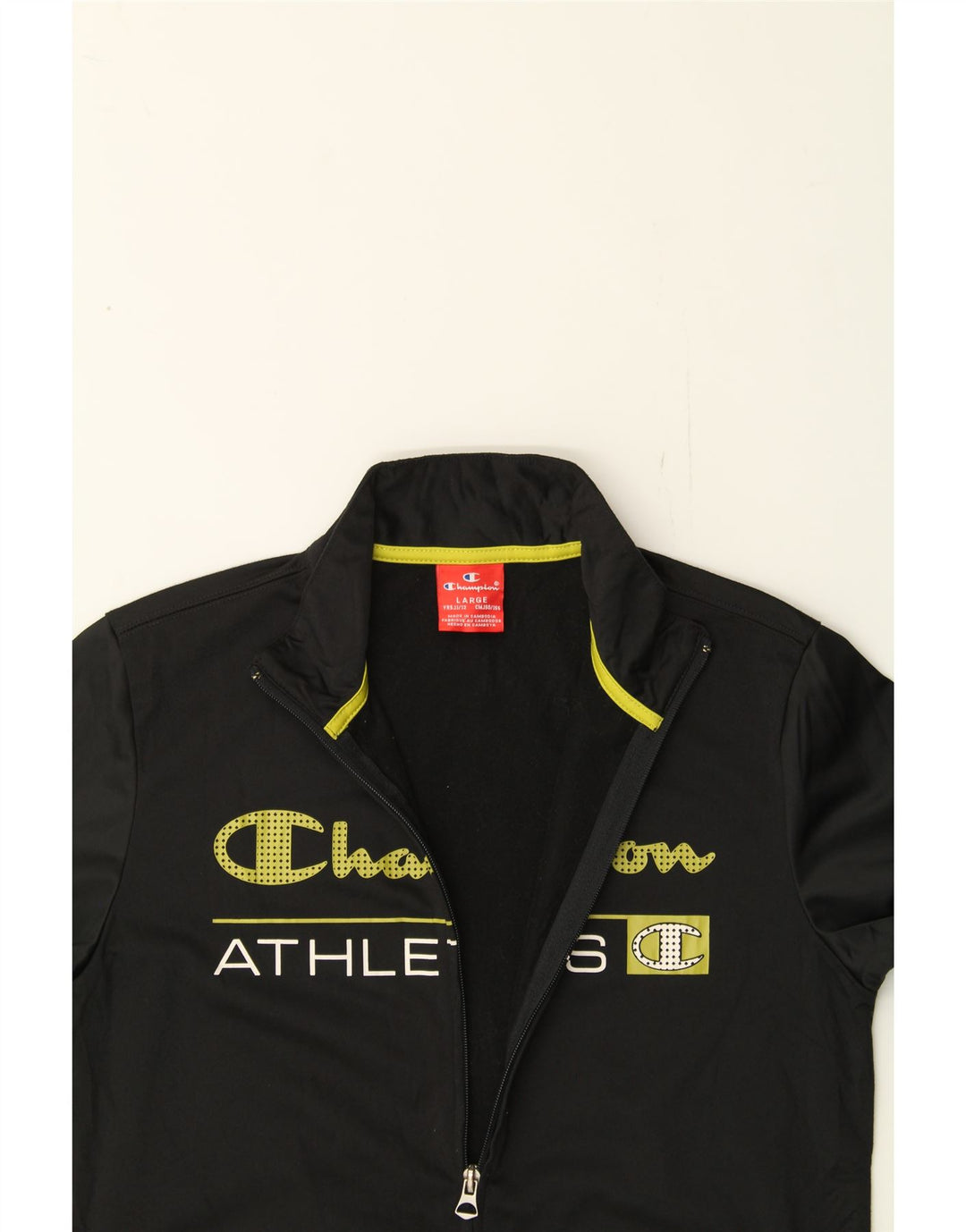 CHAMPION Boys Graphic Tracksuit Top Jacket 11-12 Years Large  Black Vintage Champion and Second-Hand Champion from Messina Hembry 