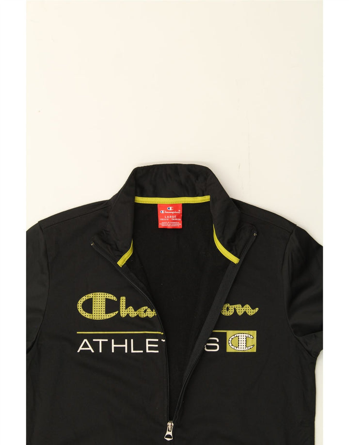 CHAMPION Boys Graphic Tracksuit Top Jacket 11-12 Years Large  Black Vintage Champion and Second-Hand Champion from Messina Hembry 