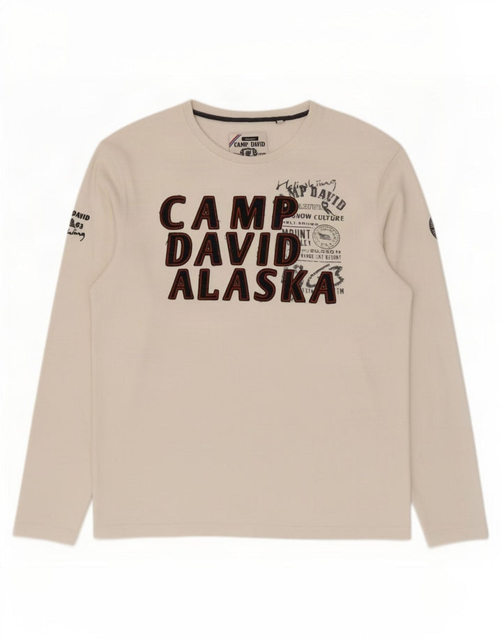 Camp David Haut Graphique Homme Manches Longues XL Coton Blanc
