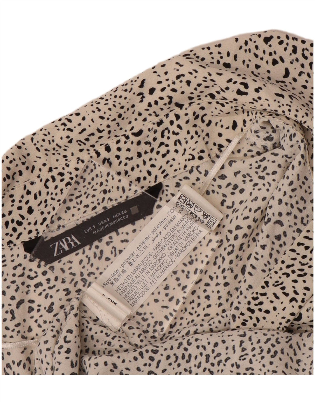 Zara Chemisier surdimensionné pour femme UK 10 Petit polyester à pois blanc