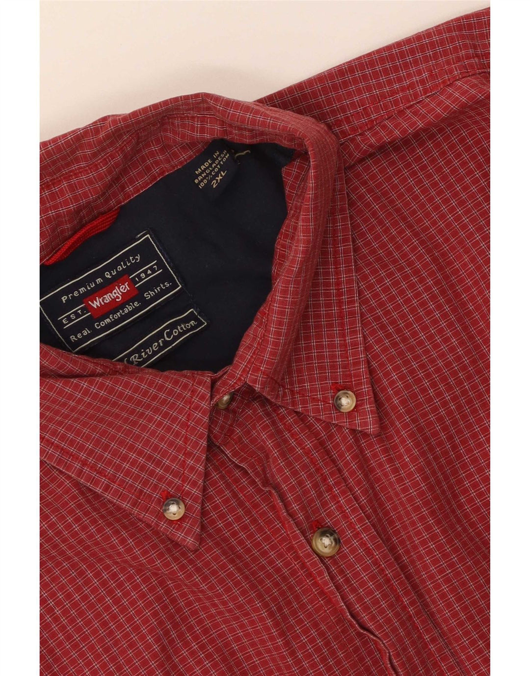 Wrangler Chemise à manches courtes pour homme 2XL Rouge à carreaux en coton