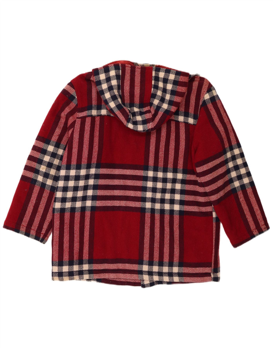 BENETTON Manteau à capuche pour femme UK 18 XL Laine à carreaux rouge