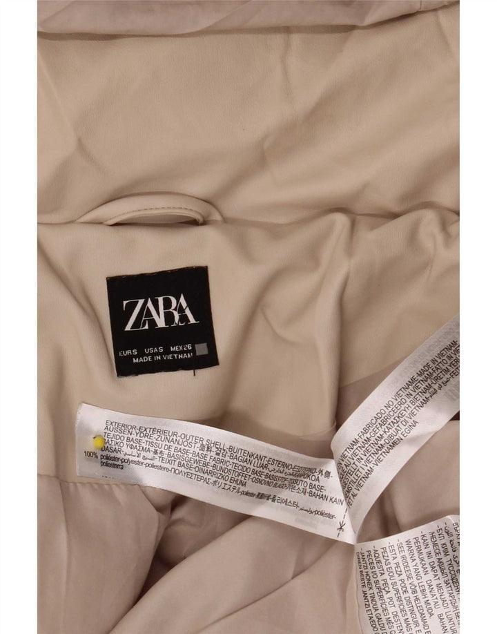 Zara Veste matelassée surdimensionnée à capuche pour femme UK 10 Small Beige Polyester