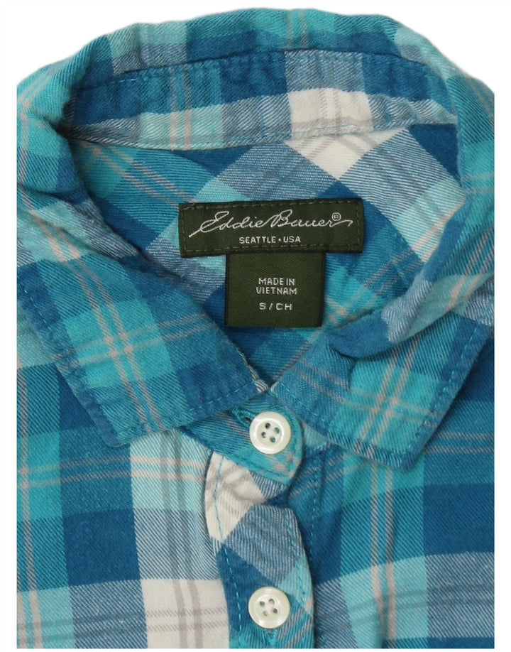 EDDIE BAUER Chemise en flanelle pour femme UK 10 Petit coton à carreaux bleus