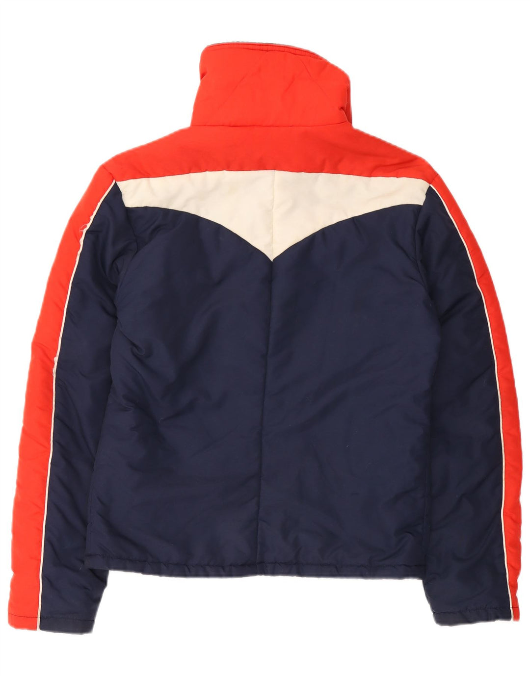 veste rembourrée femme vintage UK 14 Grand colorblock bleu marine