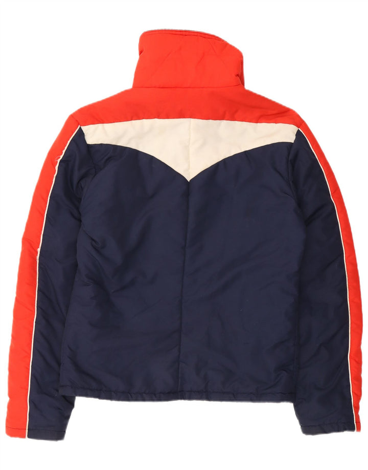 veste rembourrée femme vintage UK 14 Grand colorblock bleu marine
