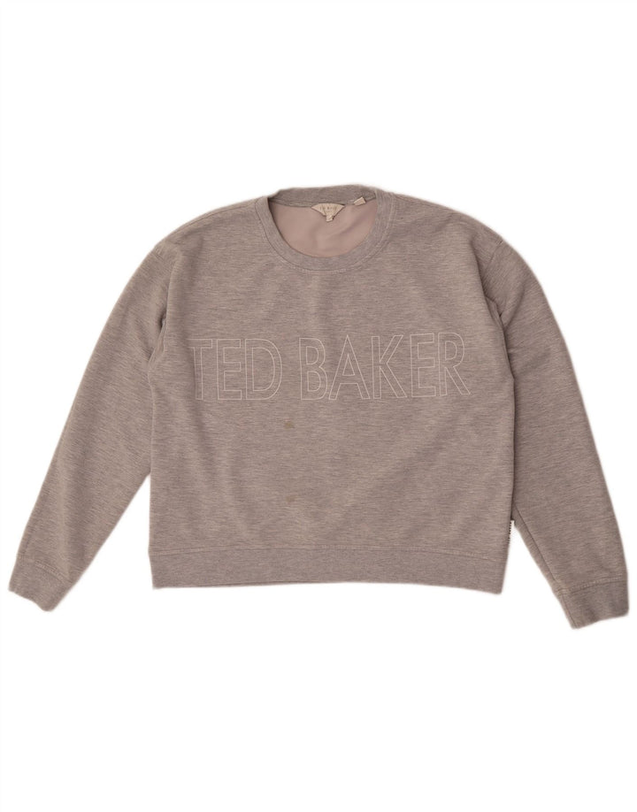 Ted Baker Sweat-shirt graphique pour femme Taille 4 Grand Gris Moucheté