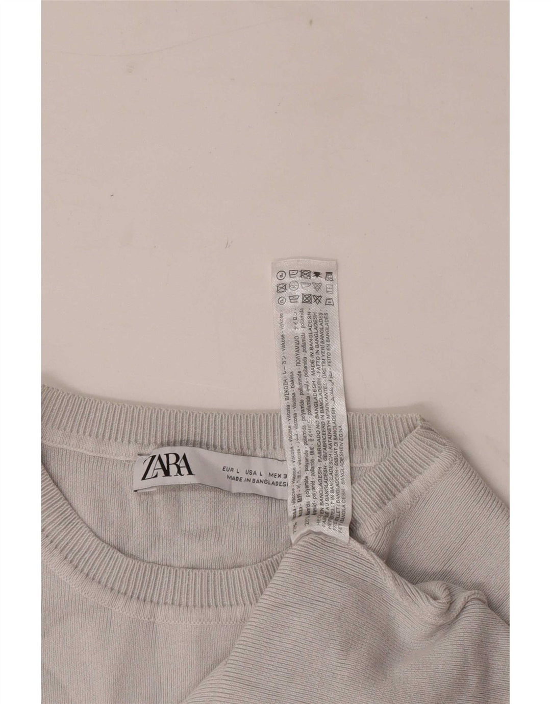 Zara Femme Crop Top UK 14 Large Gris Viscose