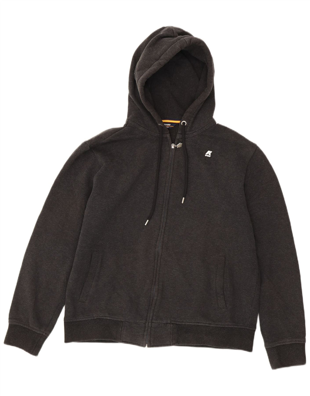 K-Way Pull à capuche zippé pour homme XL en coton gris