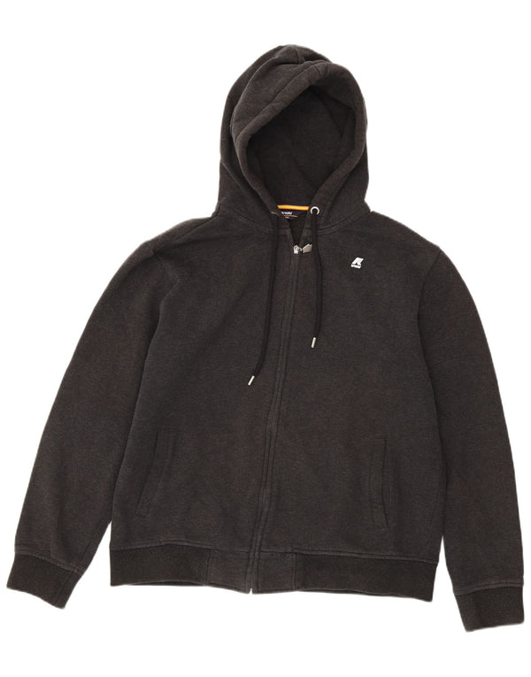 K-Way Pull à capuche zippé pour homme XL en coton gris