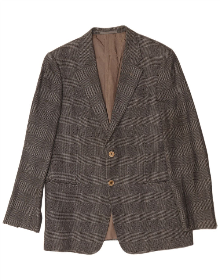 Armani Veste blazer à 2 boutons pour homme UK 38 Gris moyen à carreaux