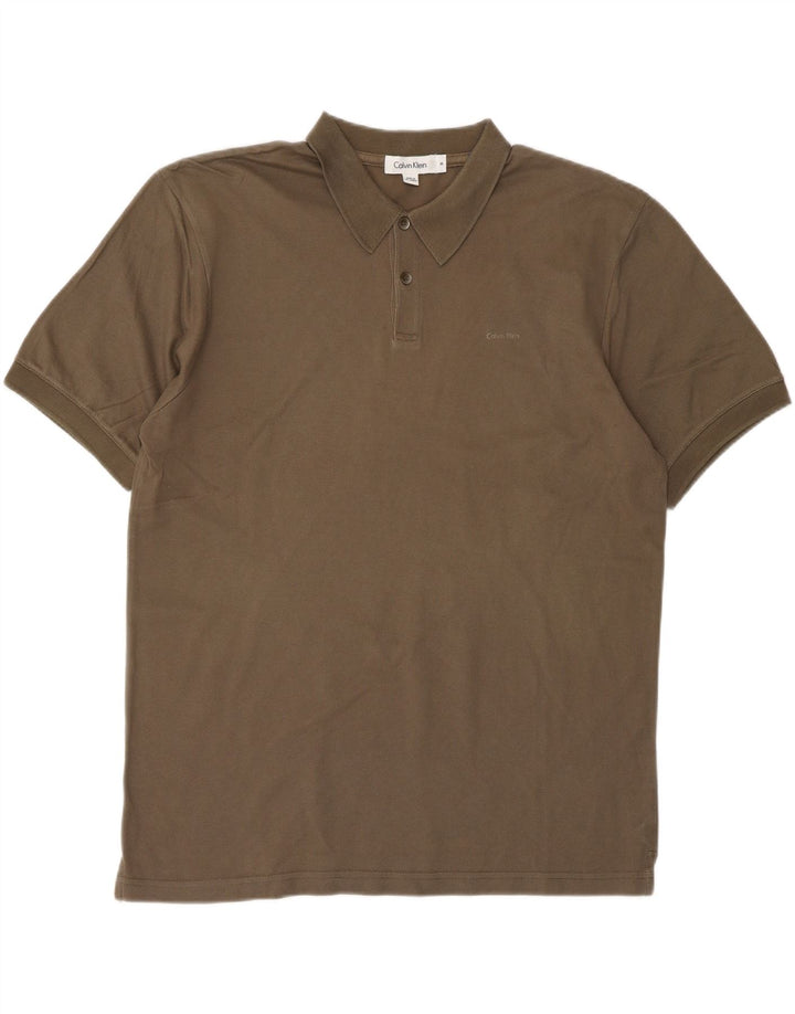 CALVIN KLEIN Mens Polo Shirt Medium Grey Cotton Vintage Calvin Klein and Second-Hand Calvin Klein from Messina Hembry 