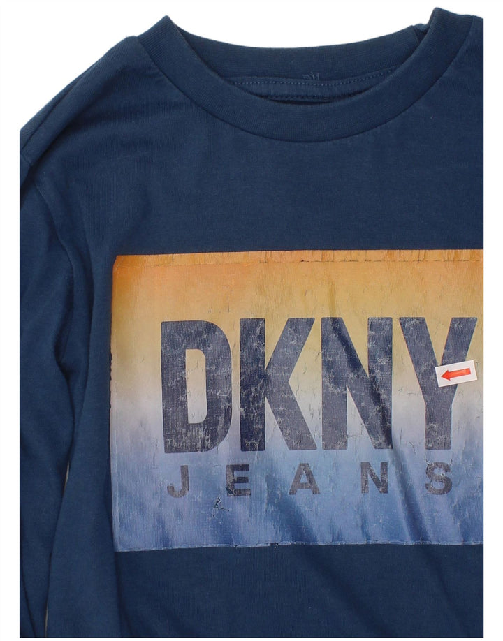 DKNY Haut graphique à manches longues pour garçon 5-6 ans en coton bleu marine