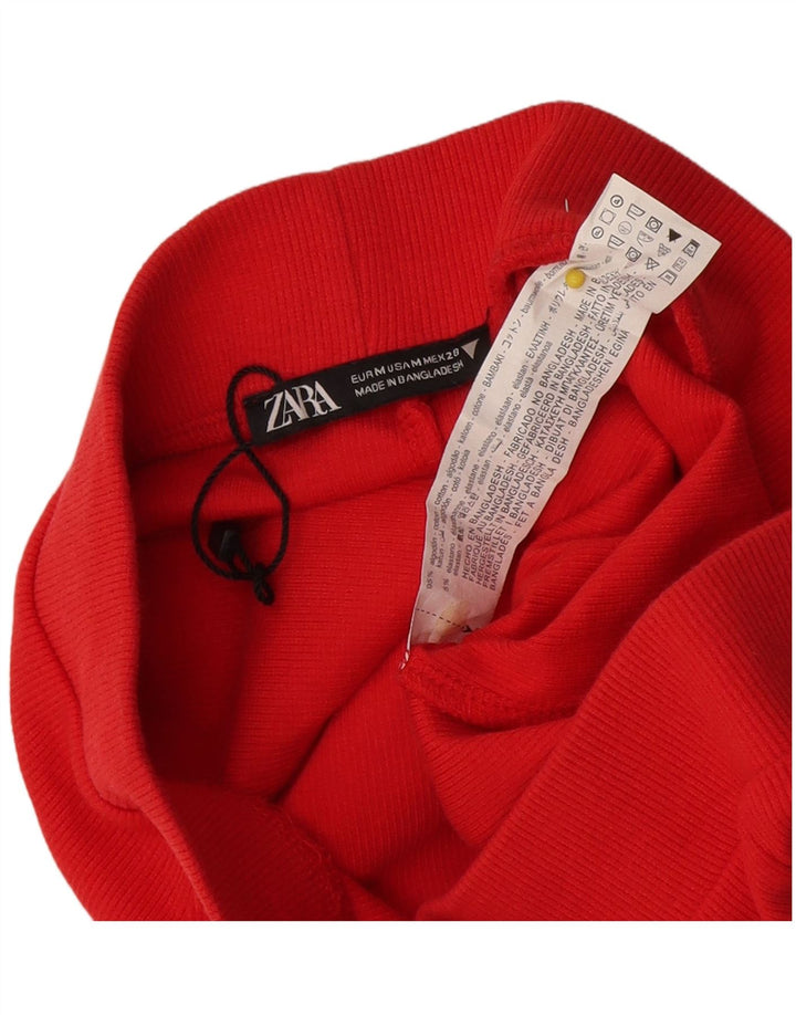 Zara Leggings Femme UK 12 Coton Rouge Moyen