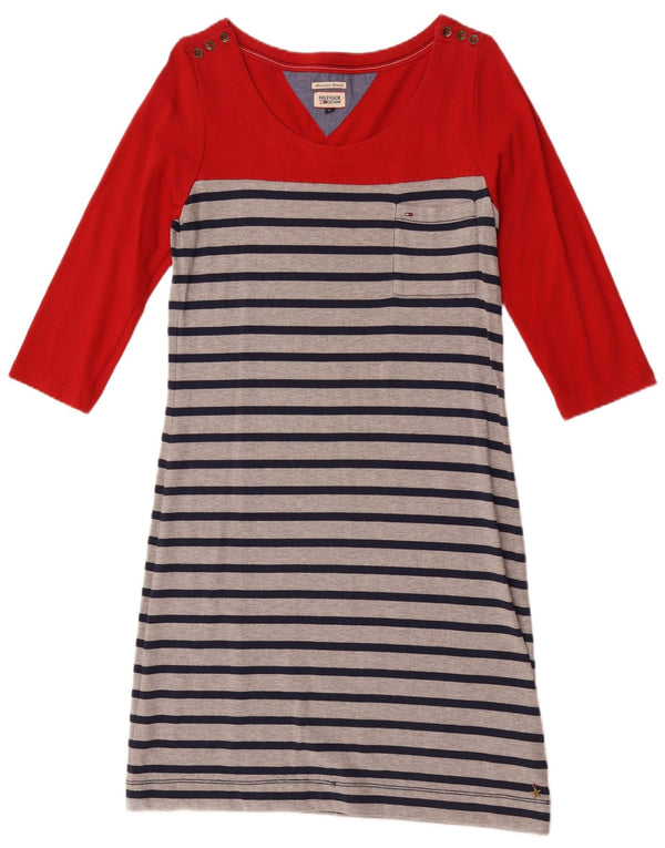 Tommy Hilfiger Robe basique à manches 3/4 pour femme UK 12 Rouge moyen rayé