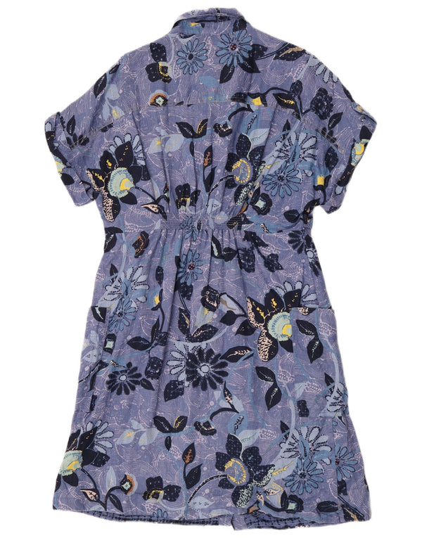 Robe chemise White Stuff pour femme UK 42 en lin floral bleu moyen