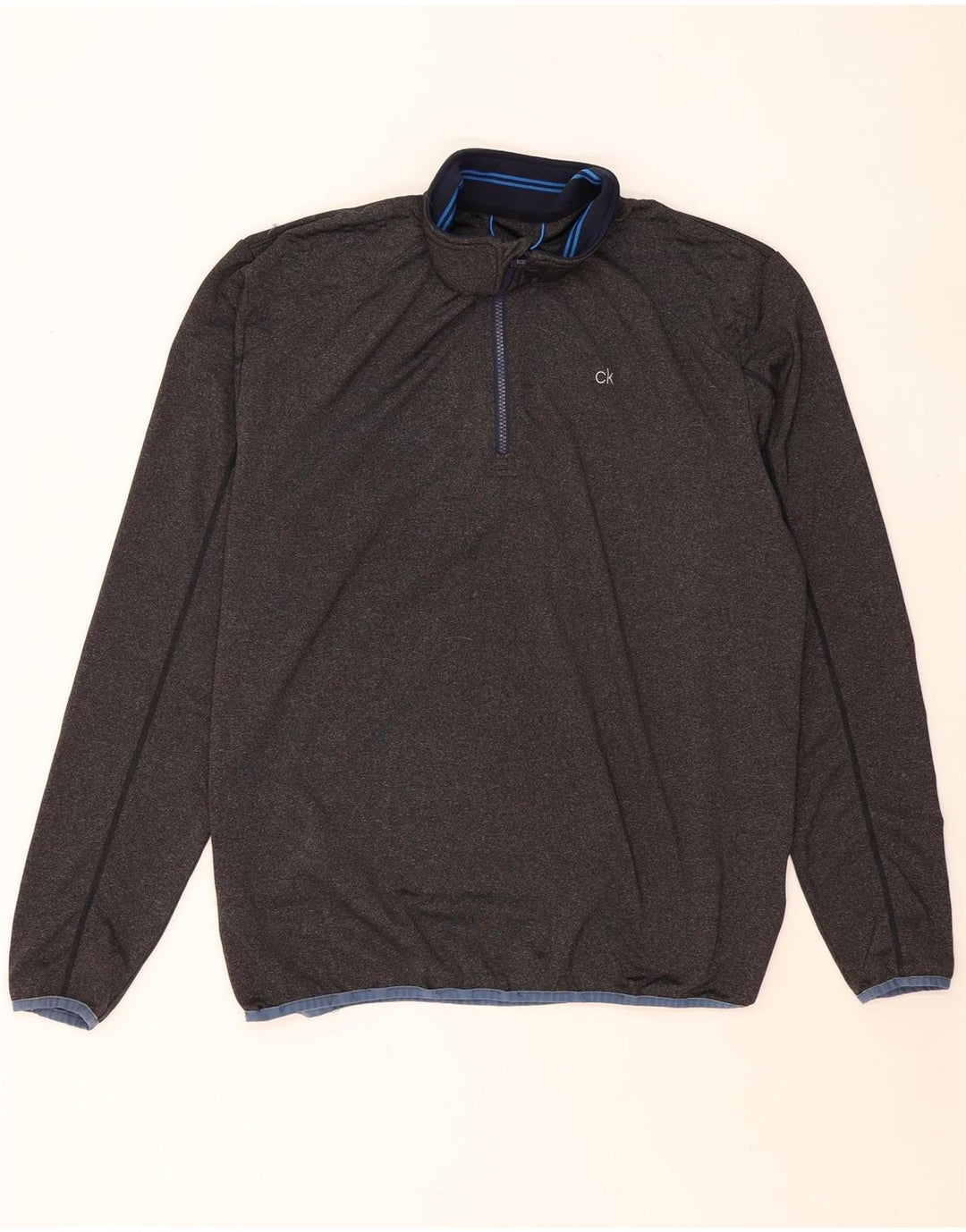 CALVIN KLEIN Haut de survêtement à col zippé pour homme XL Gris Polyester