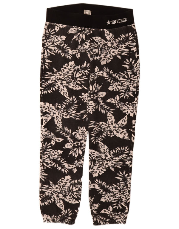 Converse Pantalon de survêtement pour femme Joggers UK 14 Large Noir Floral Coton