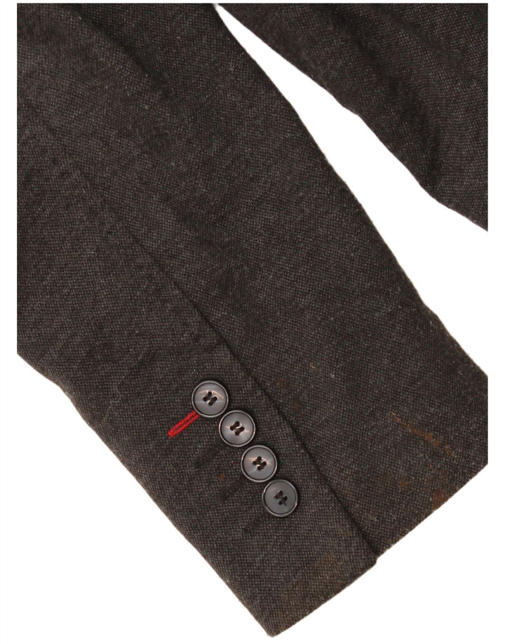Zara Veste Blazer 2 Boutons Homme EU 48 Gris Moyen Polyester