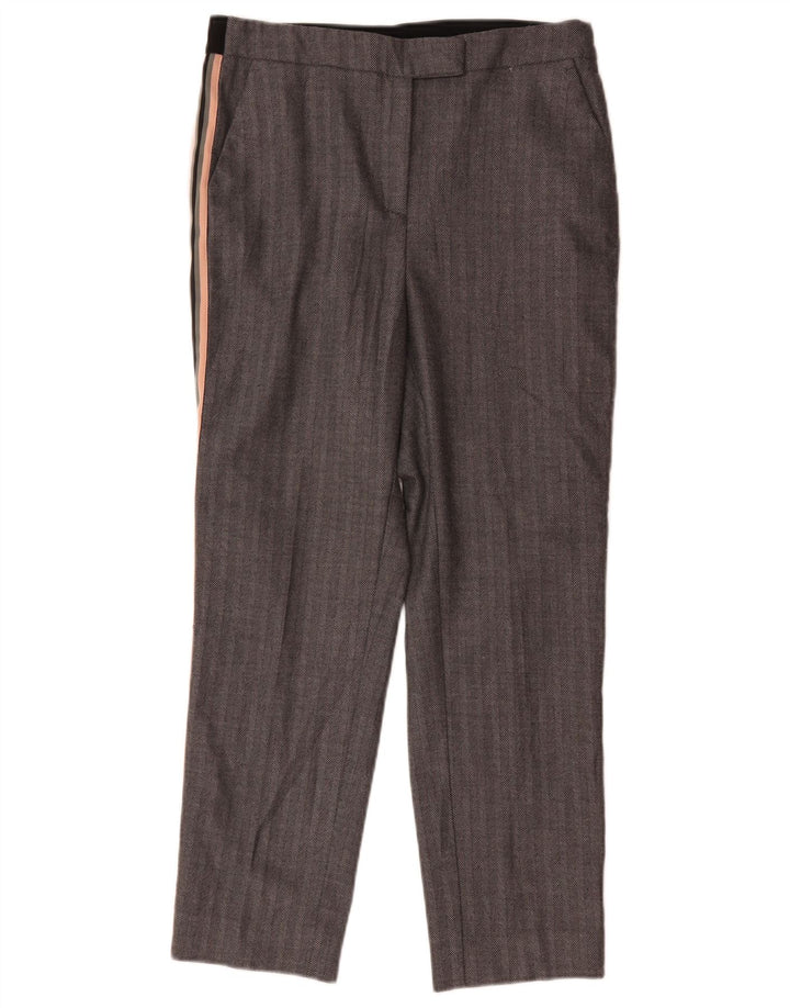 Marks & Spencer Pantalon de costume pour femme UK 12 Medium W30 L26 Gris à chevrons