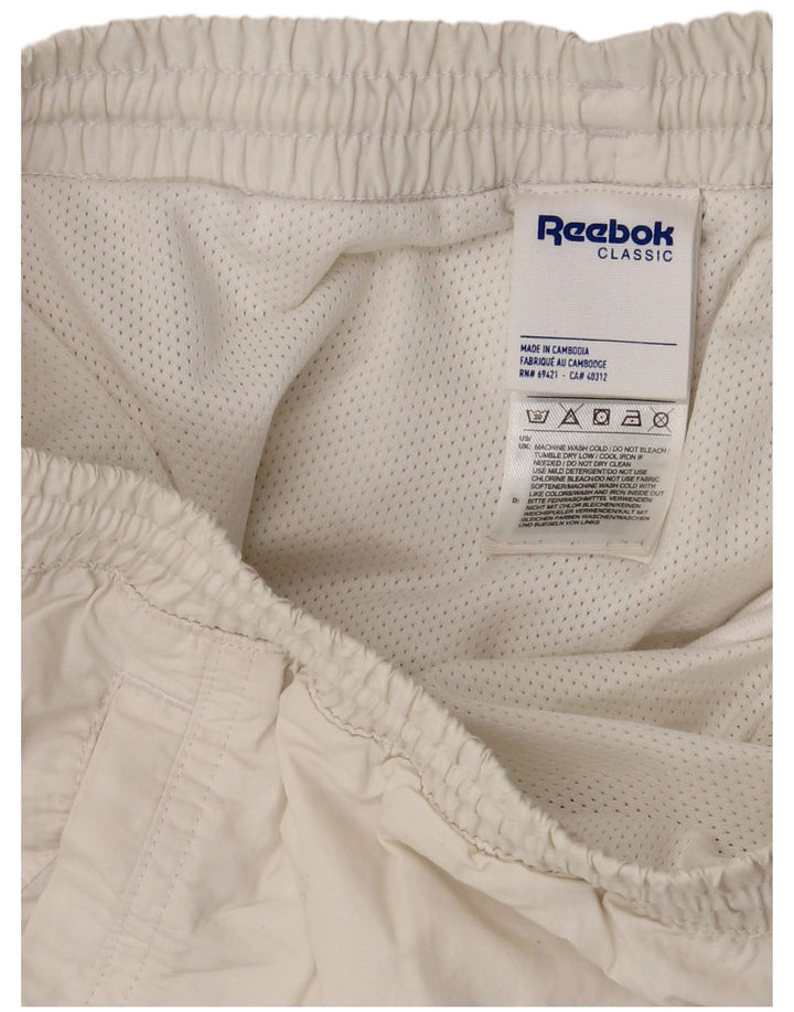 REEBOK Short de bain classique graphique pour hommes, grand, blanc, polyester