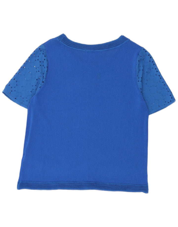 Marks & Spencer Chemisier Top UK 12 Bleu Moyen Géométrique Viscose Femme