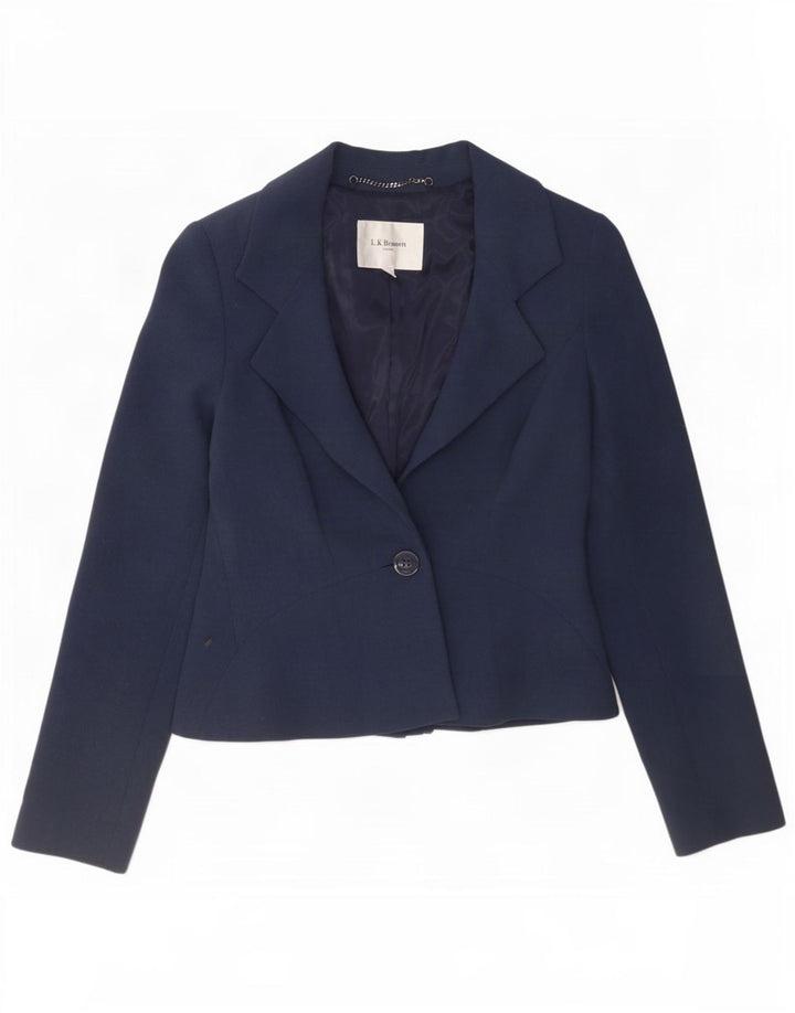 L.K. Bennett Veste Blazer 1 Bouton pour Femme UK 10 Petit Bleu Marine Polyester