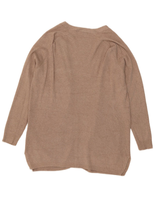 Marks & Spencer Pull Cardigan Ouvert pour Femme UK 14 Viscose Beige Moyen