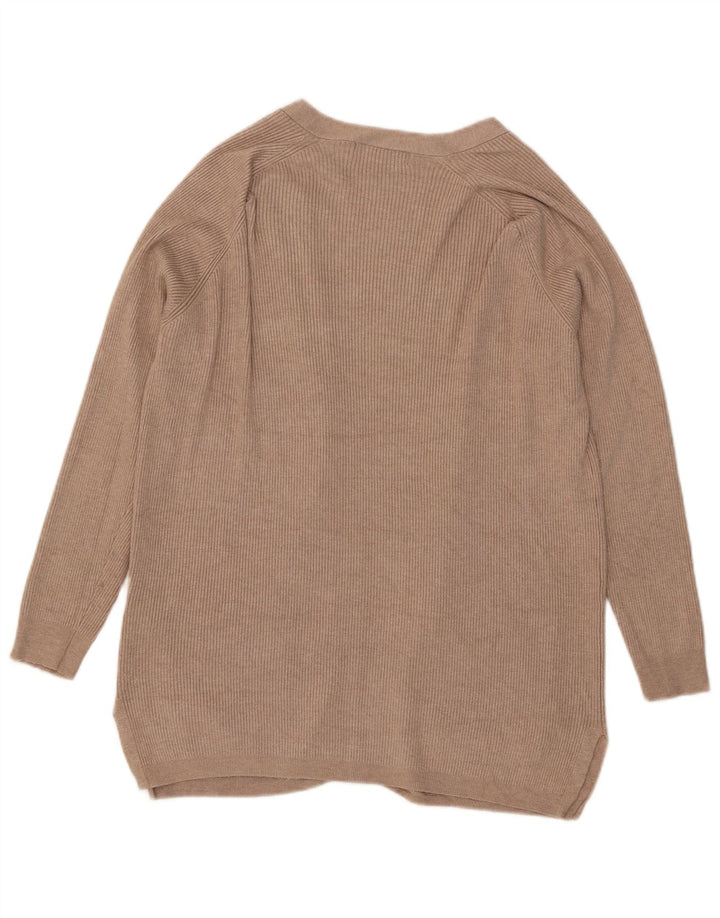 Marks & Spencer Pull Cardigan Ouvert pour Femme UK 14 Viscose Beige Moyen