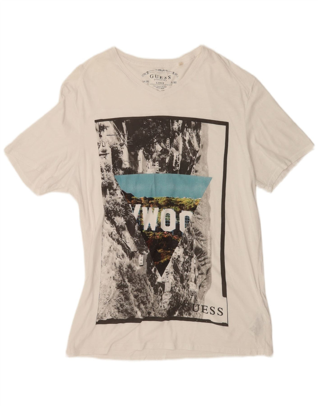 Guess T-shirt graphique pour hommes UK 40 coton blanc moyen