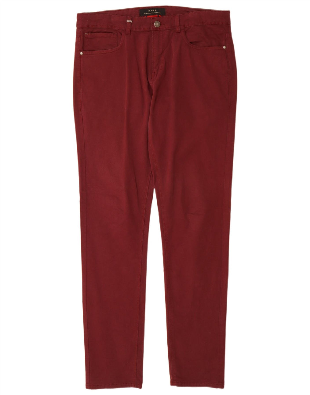 ZARA Pantalon décontracté slim pour homme EU 38 Small W30 L32 Coton bordeaux