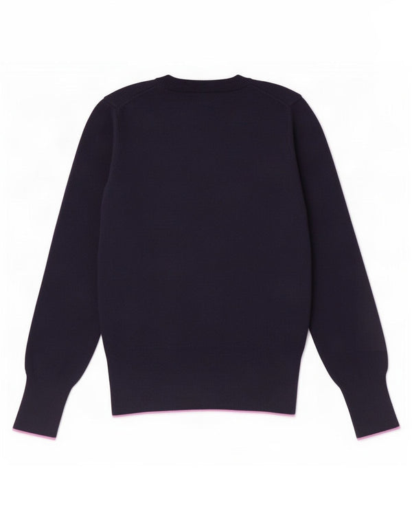 Fred Perry Pull col en V pour femme UK 8 Small Bleu marine Laine