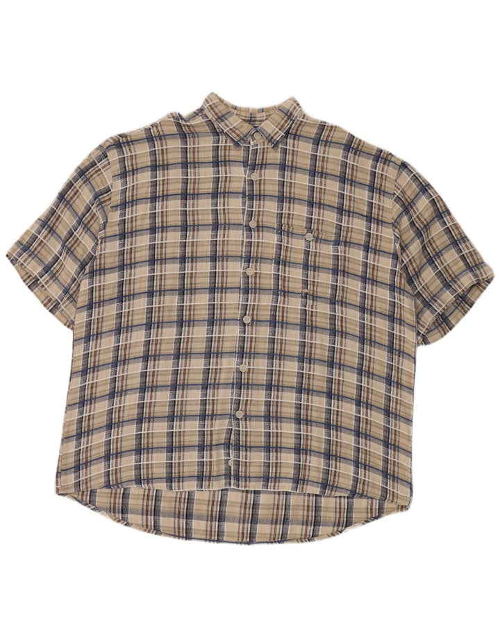 Camel Active Chemise à manches courtes pour homme 2XL Beige à carreaux