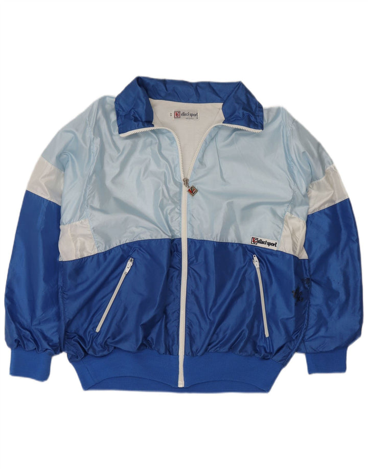 vintage Femme Surdimensionné Survêtement Top Veste IT 44 Bleu Moyen Colourblock