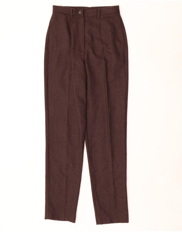 Benetton Pantalon décontracté taille haute pour femme IT 40 Small W24 L30 Marron