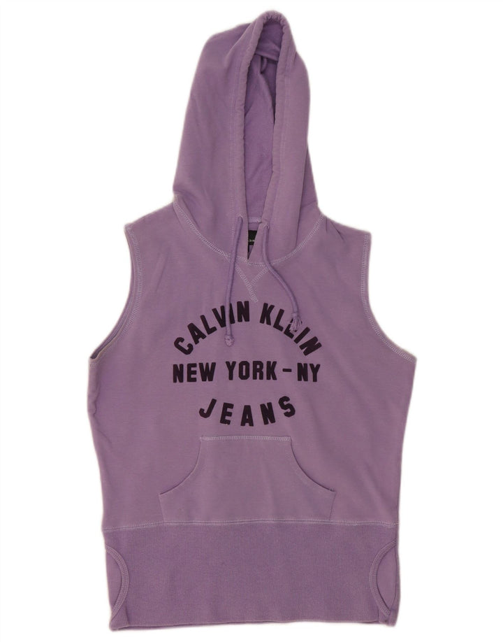 CALVIN KLEIN JEANS Pull à capuche graphique pour femme UK 12 Violet moyen