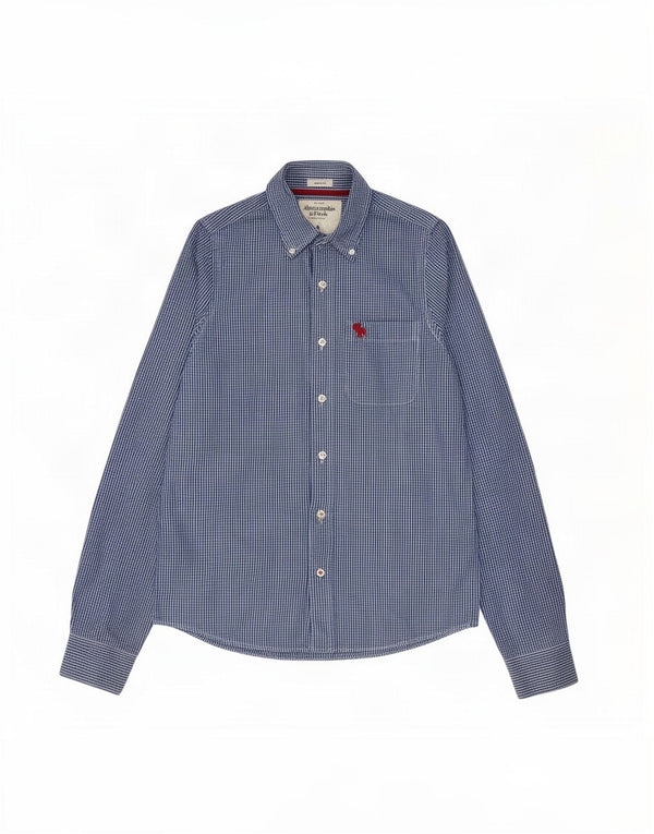 Abercrombie & Fitch Chemise musclée pour homme Petit coton vichy bleu