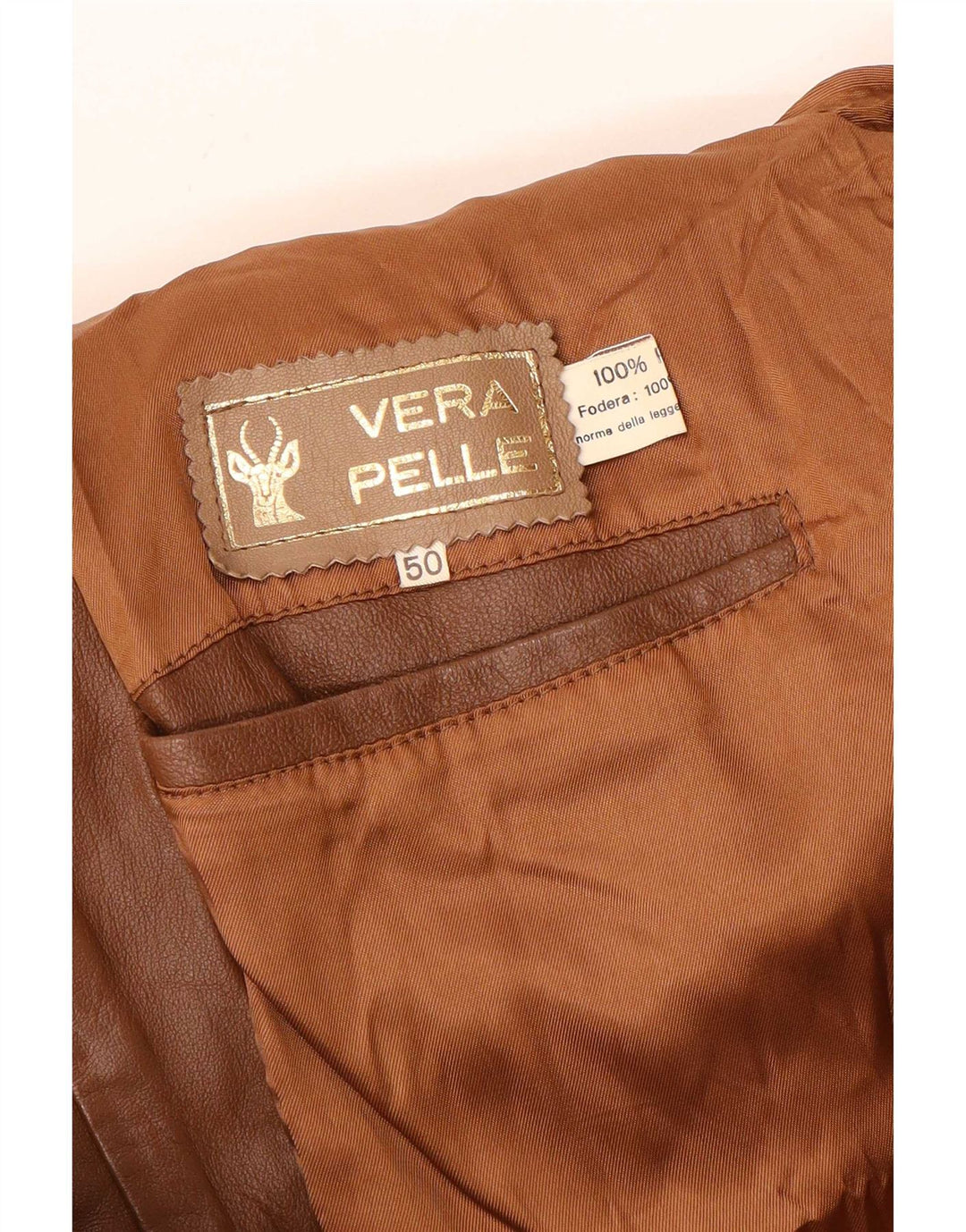 veste en cuir homme vintage IT 50 Grand Marron