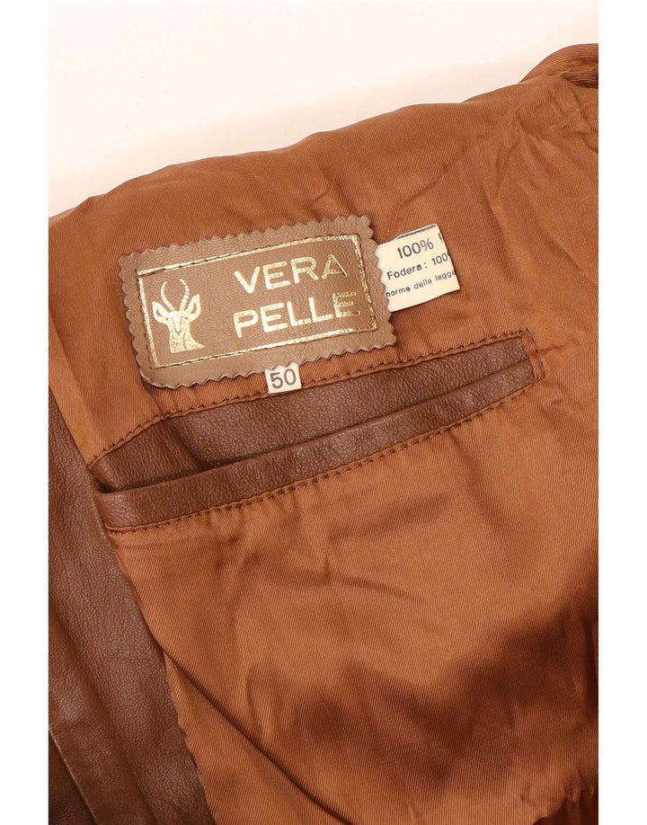 veste en cuir homme vintage IT 50 Grand Marron