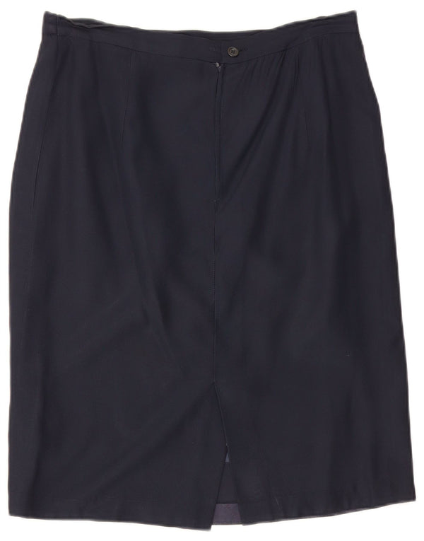 Luisa Spagnoli Jupe droite taille haute pour femme IT 48 XL W32 Bleu marine