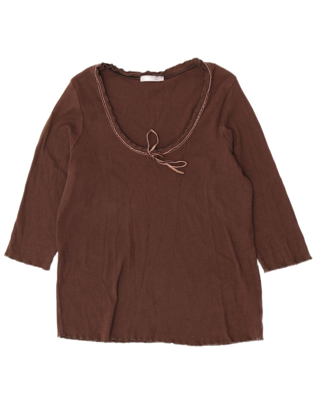 Marks & Spencer Haut à manches 3/4 pour femme UK 16 Large Marron Coton
